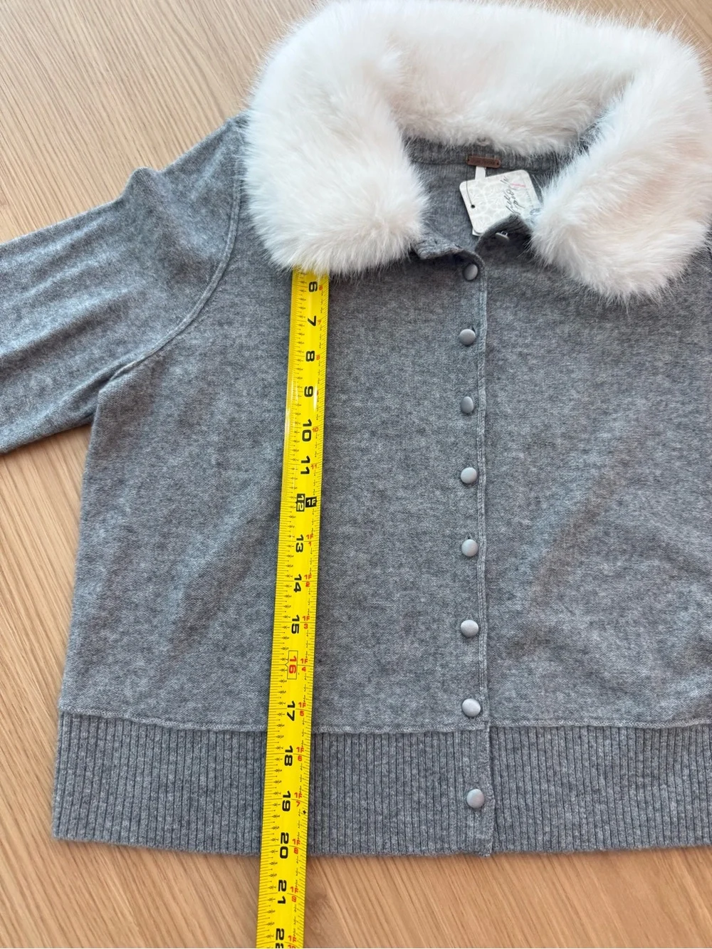 NWT Free People Nocturnal Faux Fur Collar Cardi! Size L